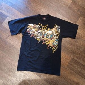 Vintage CH Gold Serie Affliction Black Graphic T-Shirt Size M